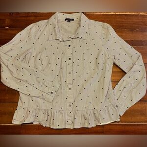 Tommy Hilfiger Women’s Large Striped Ruffle Hem Blouse Stars 4th July Preppy